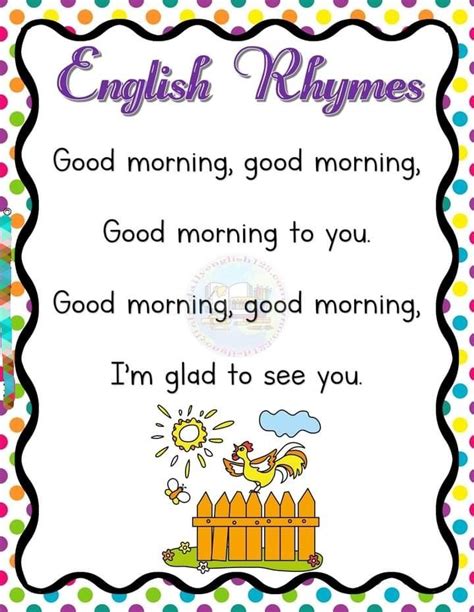 Good morning English rhymes for kindergarten, preschool kids. Home ...