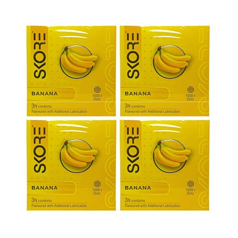 Skore Banana Flavoured Condoms (Pack of 4) - Cureka