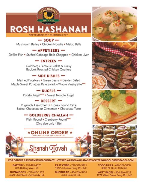 Rosh Hashanah 2022 Catering - Goldbergs Fine Foods
