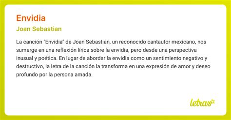 Significado de la canción ENVIDIA (Joan Sebastian) - LETRAS.COM