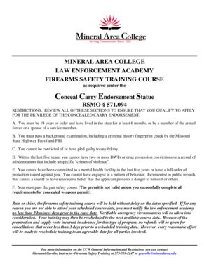 Fillable Online mineralarea MINERAL AREA COLLEGE LAW ENFORCEMENT ...