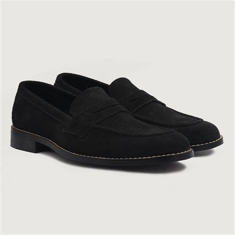 Baxton Black Suede Leather Loafers For Men - The Jacket Maker