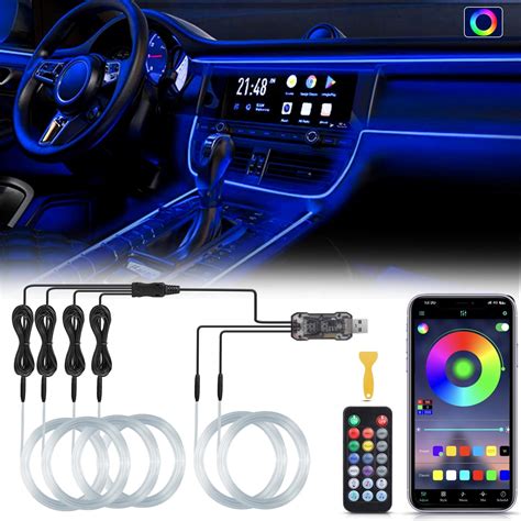 Amazon.com: Car Interior Lights, 6 in 1 Car LED Strip Lights RGB ...