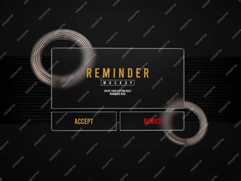 Premium PSD | Reminder notification interface glass morphism mockup