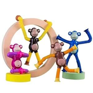 Buy TOYLOY LED Telescopic Suction Cup Monkey Toy, Pop Tubes Fidget Toys ...