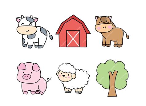 Premium Vector | Farm animals clipart.
