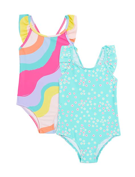 Buy 2pk Striped & Floral Swimsuits at Marks & Spencer