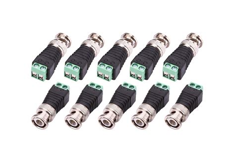 XIKKART 5 Pack BNC Balun Connector Camera Terminal Male Adpater CCTV ...