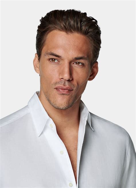 Hemd weiß Tailored Fit | Baumwolle-Leinen | SUITSUPPLY Deutschland