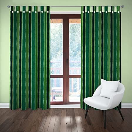 Buy nissi Cotton Striped Curtain Set of 2 Door Curtain 120 x 205 cm ...