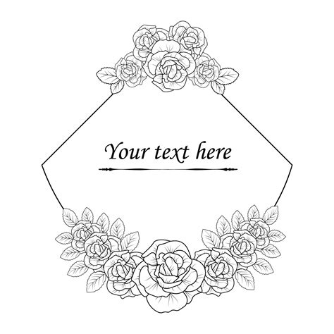 Hand getrokken roze bloemenrand kleurplaat pagina vector schets ...
