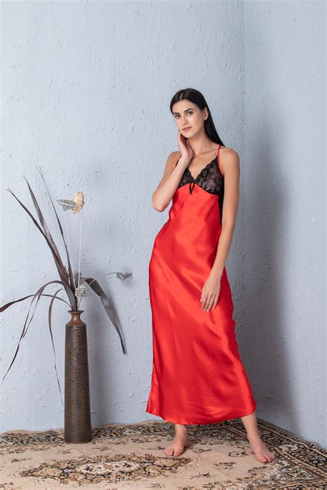 Buy Red Bridal Nightgown Set With Black Accent By Private Lives
