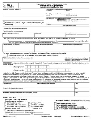 2010 Form IRS 433-D Fill Online, Printable, Fillable, Blank - pdfFiller