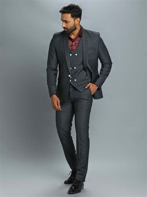 Rent Grey Checked 3 Piece Italian Suit - Elegant Formal Wear