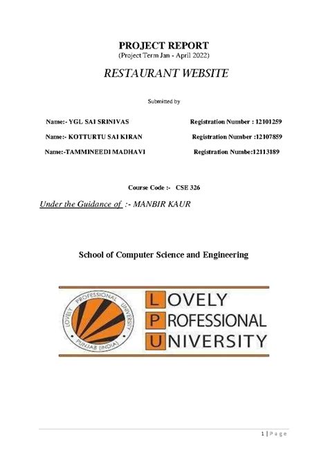 Cse 326 project 1 - format of cse326 - HTML and CSS - LPU - Studocu