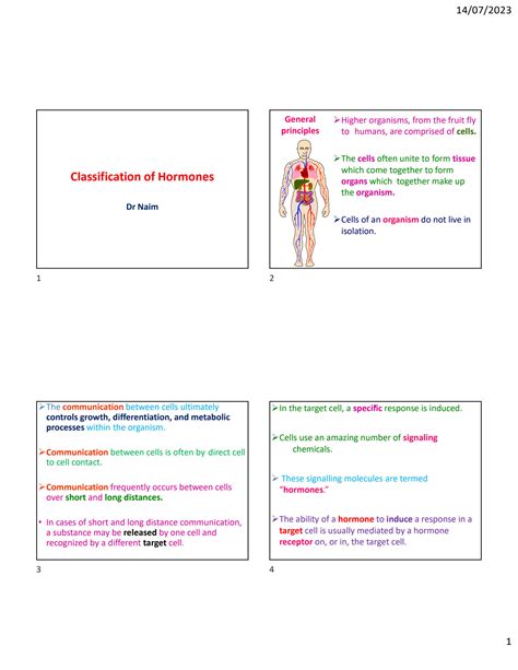 SOLUTION: classification of hormones - Studypool