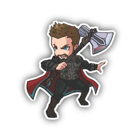 Chibi Thor with Stormbreaker Sticker – Superhero | Print-On-Click