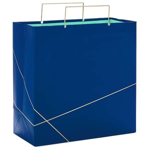 Navy With Gold Large Square Gift Bag, 10.4" - Gift Bags | Hallmark