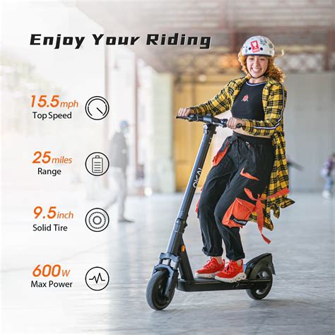 OKAI ES200E Electric Scooter for Adults - 9.5" Solid Tires - 25 Miles ...