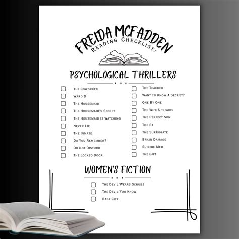 Freida Mcfadden Book List Reading Log, Printable Checklist, Thriller ...