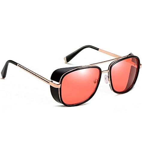 Buy ARZONAI Unisex Adult Aviator Sunglasses Black Frame, Red Lens ...