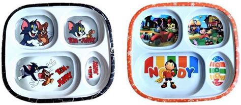 MBC Melamine Kids Plate Square 4 Section Tom & Jerry and Noddy ...