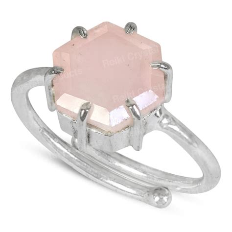 Rose Quartz Gemstone Adjustable Ring