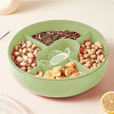 Portable Snack Box Container, Portable Divider Tray with Lid, No Spillage and Leak Proof ...