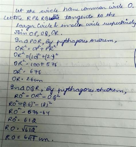 Two concentric circles are of radii 10 cm and 8 cm are p.M. You are ...