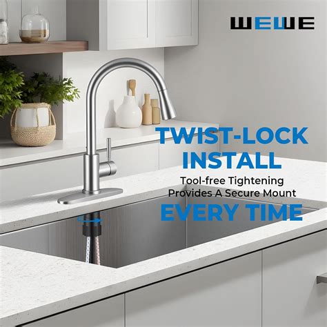 WEWE Single Handle High Arc Brushed Nickel Pull Out India | Ubuy