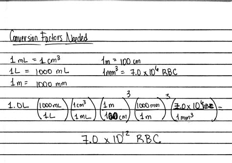One cubic millimeter (mm3) of blood contains 7.0 x 106 red blood cells ...