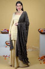 Black Chikankari And Kamdani Hand Embroidered Pure Georgette Dupatta ...