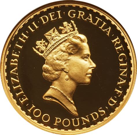100 Pounds - Elizabeth II (3rd portrait; 1 oz Fine Gold) - United ...