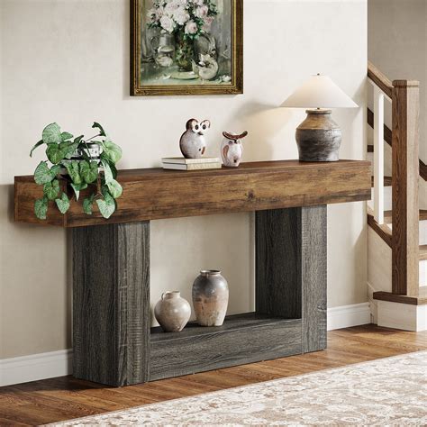 Farmhouse Console Table & Rustic Console Table-Tribesigns