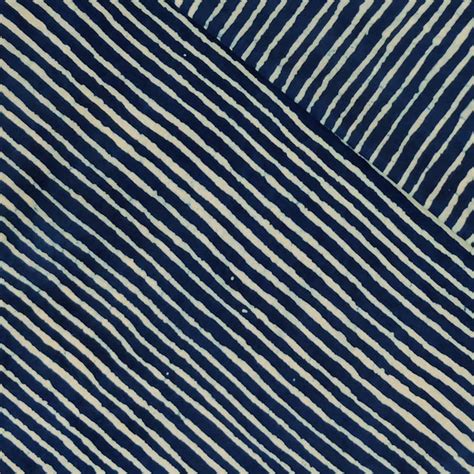 Pure Cotton Indigo With Stripes Hand Block Print Fabric – Sanskruti