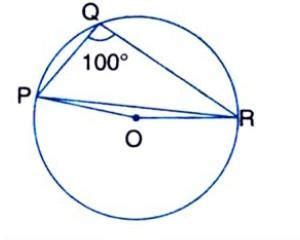 In Figure, ∠PQR = 100°, where P, Q and R are points on a circle with ...