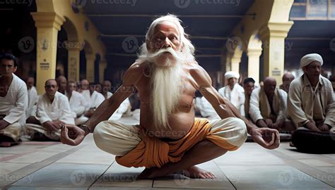 Photo international yoga day Indian yogi baba performing yoga. 25470694 ...