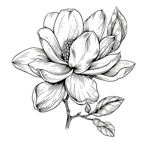 Magnolia Flower Outline PNG, Vector, PSD, and Clipart With Transparent ...