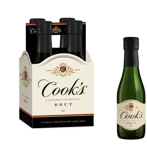 Cook's California Champagne Brut White Sparkling Wine, 4 Pack, 187 mL ...