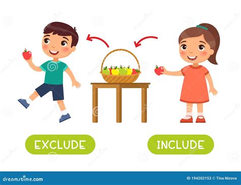 Exclude And Include Antonyms Word Card, Opposites Concept. Flashcard ...