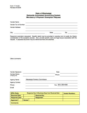 Fillable Online mfc ms Mandatory E-Payment Exemption Request ...