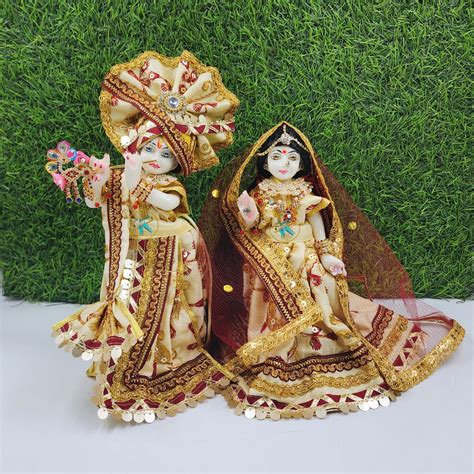 Buy Cream mehroon dress for radha krishna (Sizes are according to idol ...