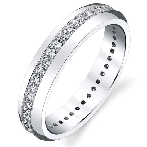 4mm Sterling Silver 925 Women's Eternity Ring Engagement Wedding Band ...