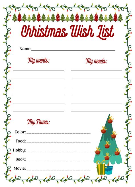 Printable Christmas Wish List Template Image – Free download and print ...