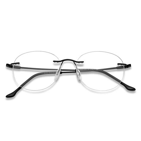 Buy Black Rimless Round Vincent Chase SLEEK STEEL E002 Eyeglasses at ...