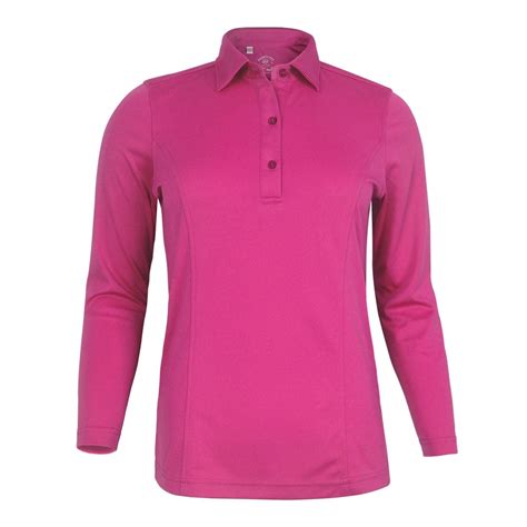 Monterey Club Women's Solid Tailored Collar Long Sleeve Golf Polo Shirt ...