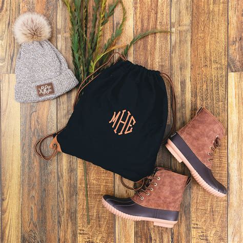 Black Personalized Cinch Bag - Marleylilly