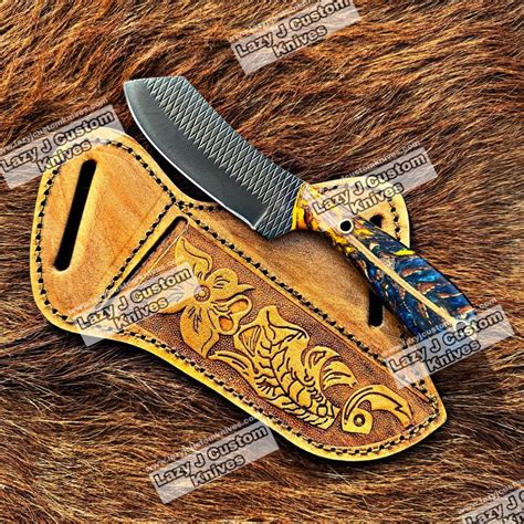 Handmade bull cutter with beautiful blue resin and pinecone handle ...