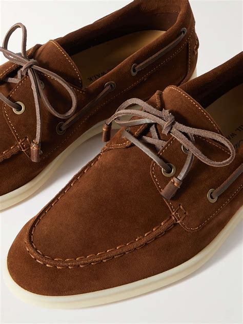 LORO PIANA Sea-Sail Walk Leather-Trimmed Suede Boat Shoes for Men | MR ...