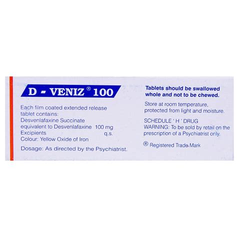 D-Veniz 100 Tablet | Uses, Side Effects, Price | Apollo Pharmacy